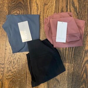 Athleta Transcend 7/8 3-Pack Performance Leggings in Rose, Slate and Black